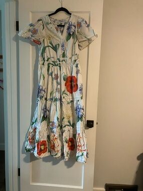 Anthropologie somerset Maxi Dress with Red & Blue Floral Print